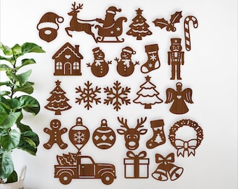 Christmas shape SVG Bundle: 24 Laser Cut festive cut outs and ornaments (digital download)