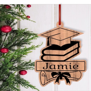 Graduate Weihnachtsverzierungen SVG Laser geschnitten, sofortiger Download Pdf, Dxf, Ai und Cdr Vorlage.