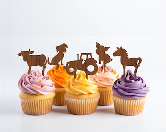 Farm Animal Cupcake Toppers: Laser Cut SVG Template (Digital Download)