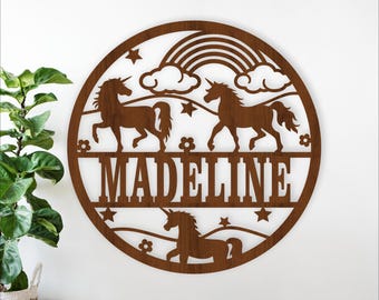 Unicorn Name Sign laser cut SVG: Unicorns personalized kids room decor (Digital Download)