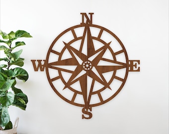 Compass Wall Art: Laser Cut SVG File, Travel outdoors Theme (Digital Download)