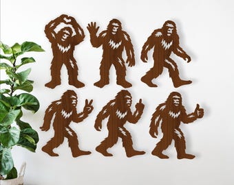 Bigfoot silhouettes SVG Bundle: 6 Laser Cut Sasquatch Designs (digital download)