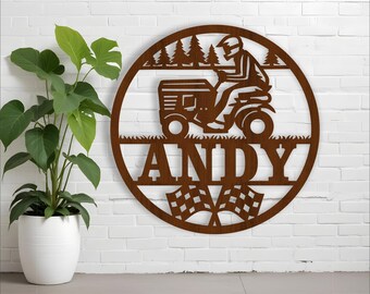 Lawn Mower Racer Name Sign: Laser Cut Vector File (Digital Download)