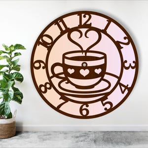Coffee lovers wall clock laser cut SVG files - digital download cafe or coffee shop clock designs