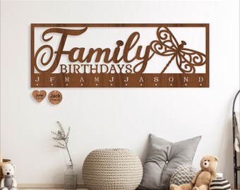 Dragonfly Family Birthday Calendar SVG Laser Cut File (Digital Download)