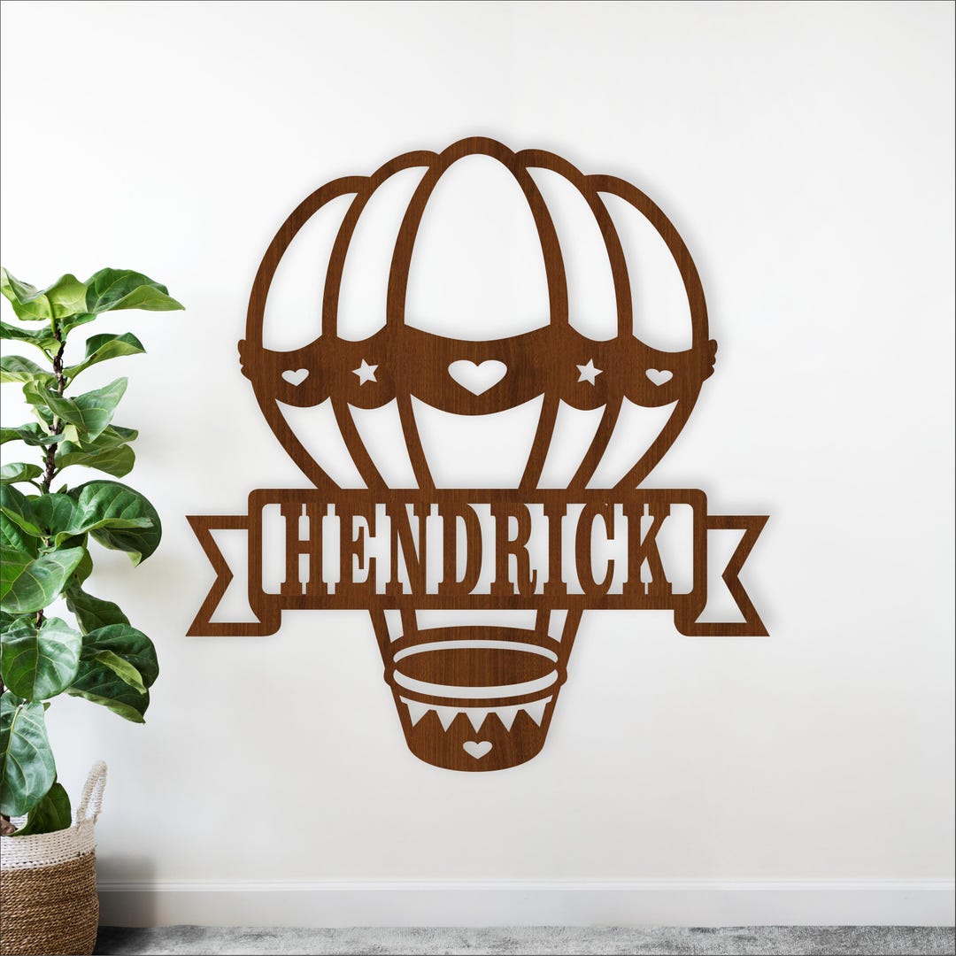 Hot Air Balloon Name Sign SVG, Ballooning Personalized Laser Cut ...