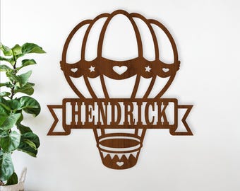 Hot Air Balloon Name Sign SVG, Ballooning Personalized Laser Cut Template (Digital Download)
