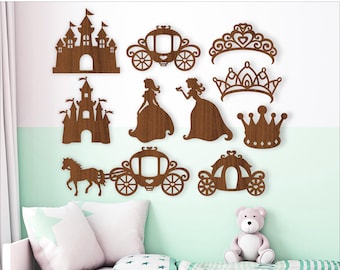 Princess SVG Laser Cut File Bundle: Crowns, Castles, Carriages (Digital Download)