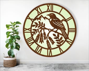 Tui Bird Wall Clock SVG Files: Laser Cut New Zealand Design (Digital Download)