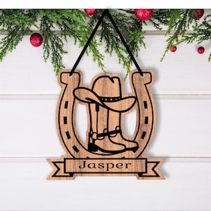 Adorno navideño de vaquero SVG cortado con láser, descarga instantánea de plantillas en PDF, Dxf, Ai y Cdr.