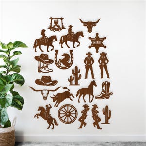 20 Western Silhouette SVG Bundle - Cowboy Cowgirl Shapes -  Laser Cut Files (Digital Download)