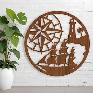 Arte náutica da parede do oceano, arquivo SVG. arquivo vetorial ai, cdr, dxf download instantâneo design digital, corte a laser, tema náutico de arte de parede