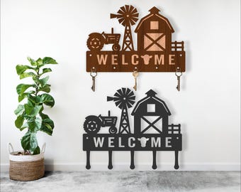 Farm Scene Key Holder: Wood & Metal Cutting Designs (Digital Download)