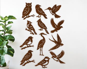 Bird Silhouette SVG Bundle - 12 Laser Cut Bird Designs - Birds Lovers Shapes (Digital Download)