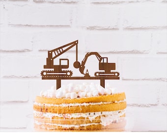 Construction Cake Topper SVG: Laser Cut Scene Template (Digital Download)