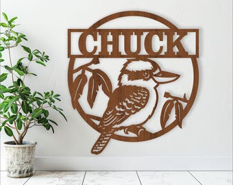 Kookaburra Name Sign: Laser Cut Wall Hanger SVG (Digital Download)