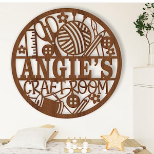 Cartello con il nome della sala hobby, SVG, porta o appendino a tema hobby, modello tagliato al laser, download immediato File vettoriale Ai, Cdr, Dxf