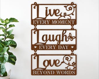 Live Laugh Love Wall Sign SVG Set : Motivational Laser Cut (Digital Download)