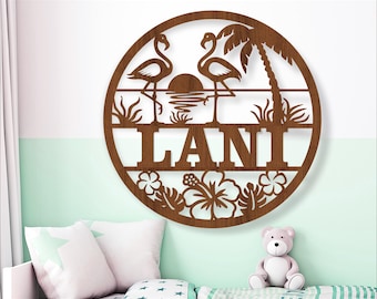 Flamingo Name Sign: Laser Cut Bird Wall Hanger (SVG, Ai, Cdr, Dxf)