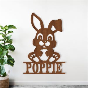Bunny Name Sign SVG - Rabbit Laser Cut Personalized Wall Art (Digital Download)