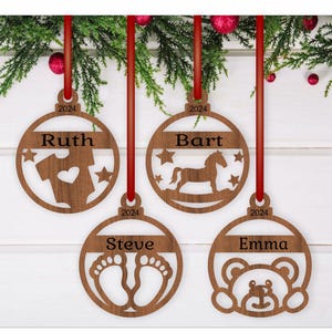 Babys erste Weihnachtsschmuck, 4 Designs SVG Laserschnitt, sofortiger Download Pdf, Dxf, Ai und Cdr Vorlage.