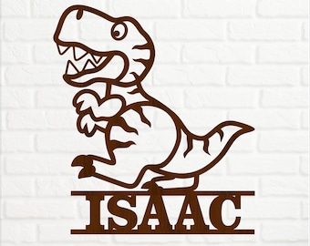 T Rex dinosaurie namnskylt - Dino barnrum laserskuren personlig dekor (digital nedladdning)
