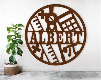 Math room name sign - laser cut personalized SVG file - digital down teacher wall sign