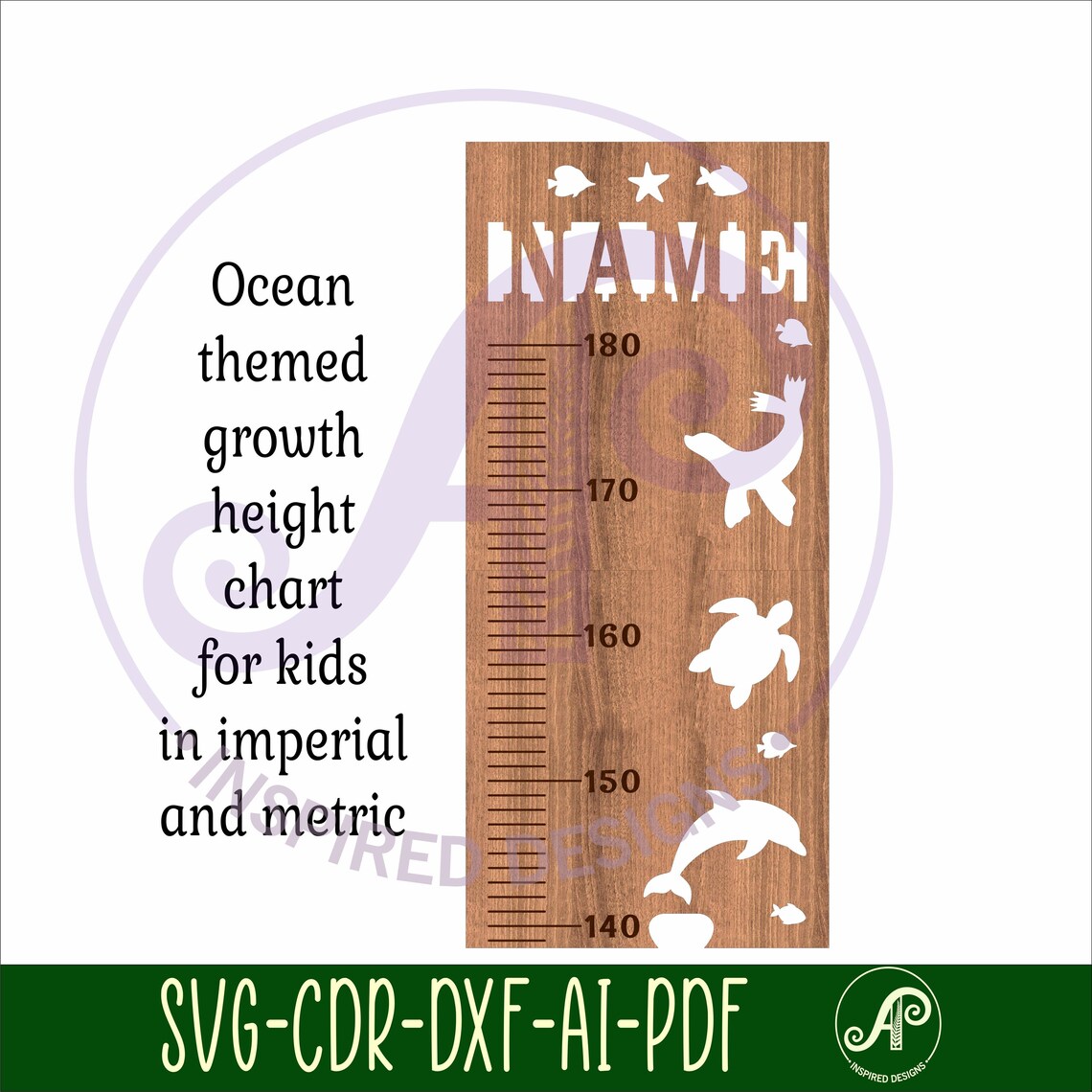 Ocean Height Chart SVG: Laser Cut Ruler Design in Metric & Imperial ...