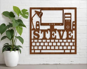 Computer Name Sign laser cut: Custom Wall Decor (Digital Download)