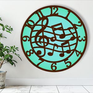 Archivos cortados con láser para relojes de pared musicales, archivos SVG, archivos vectoriales ai, cdr, dxf, descarga instantánea, diseño digital, plantilla de archivo cortado