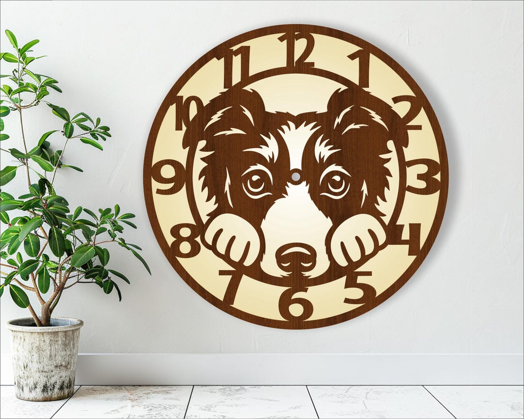 Border Collie Dog Wall Clock Laser Cut Files (digital Download) - Etsy