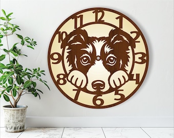 Border Collie Dog Wall Clock Laser Cut Files (Digital Download)