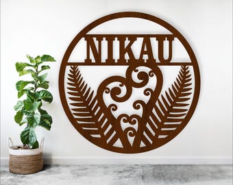 Fern & Koru Name Sign Laser Cut - New Zealand theme home Decor (Digital Download)