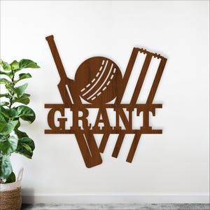 Cricket Name Sign SVG - Personalized Sport Laser Cut Template: Wall Hanger (Digital Download)
