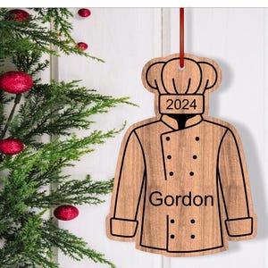 Enfeites de Natal de chef ou padeiro, corte a laser em SVG, download instantâneo de modelos em PDF, Dxf, Ai e Cdr.