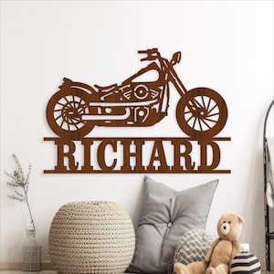 Motorcycle Name Sign Laser Cut Template - motorbike Wall Decor SVG (Digital Download)