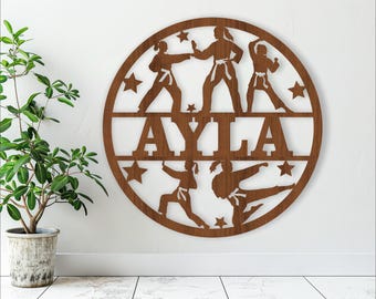 Karate Girl Name Sign: Martial Arts Wall Decor, Laser Cut File (Digital Download)