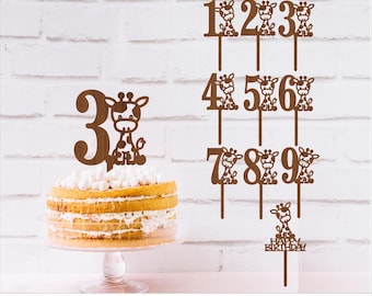 Giraffe Number Cake Topper SVG Bundle (Digital Download)