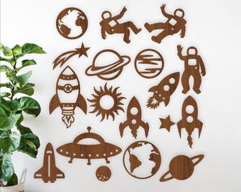 Space Cutouts SVG Set: 17 Laser Cut Wall Shapes (Digital Download)