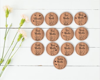 Elephant Baby Milestone Discs SVG: Nursery Theme Laser Cut Template (Digital Download)