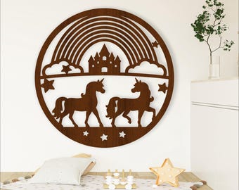 Unicorn Rainbow Wall Art: Laser Cut SVG File (Digital Download)