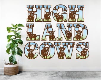 Highland Cow Alphabet SVG: Laser Cut Letters, Farmhouse Sign (Digital Download)