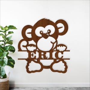 Monkey Name Sign Laser Cut - Jungle personalized Nursery Decor (Digital Download)