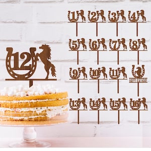Hoefijzer nummer taart topper bundel, SVG lasergesneden, instant download pdf-, dxf-, ai- en cdr-sjabloon.