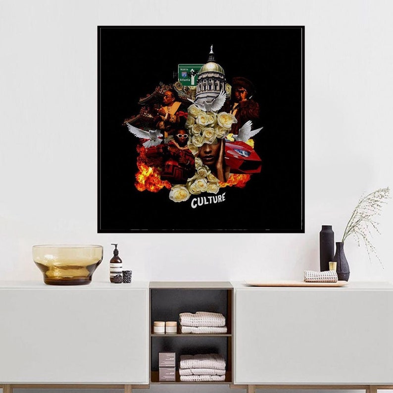 Migos Culture Music album Music cover Music Poster Wall Art Canvas painting for Living Room Home Decor Unframed