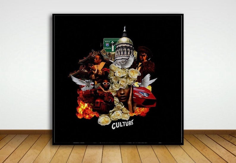 Migos Culture Music album Music cover Music Poster Wall Art Canvas painting for Living Room Home Decor Unframed