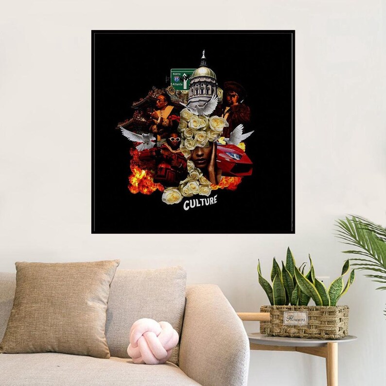Migos Culture Music album Music cover Music Poster Wall Art Canvas painting for Living Room Home Decor Unframed