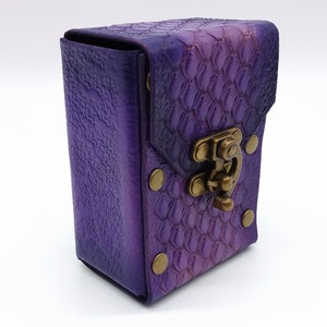 Leather Dragonscale Deck Box | Purple Dragonscale | MTG Deck Box | 60 Card Deck Box | TCG Deckbox