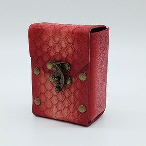 Leather Dragonscale Deck Box | Red Dragonscale | MTG Deck Box | 60 Card Deck Box | TCG Deckbox