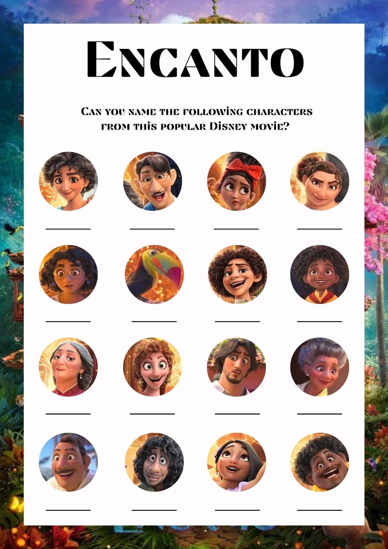Encanto Movie Quiz With Answers Guess The Character Party Etsy